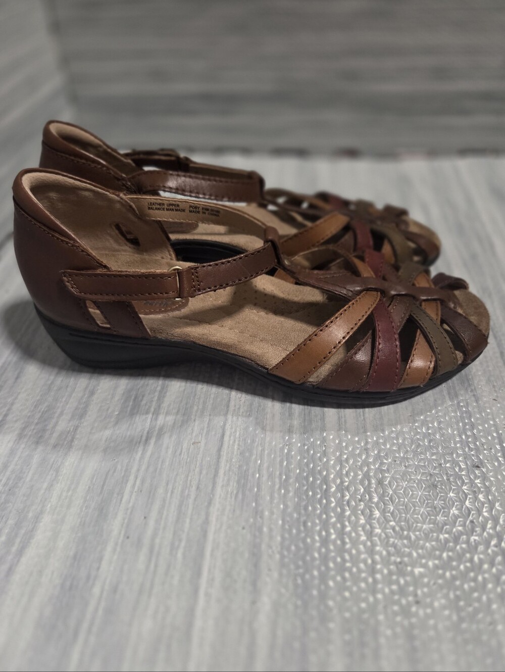 Earth Origins Posy Multicolor Leather Upper Demi Wedge Sandal Size 8.5